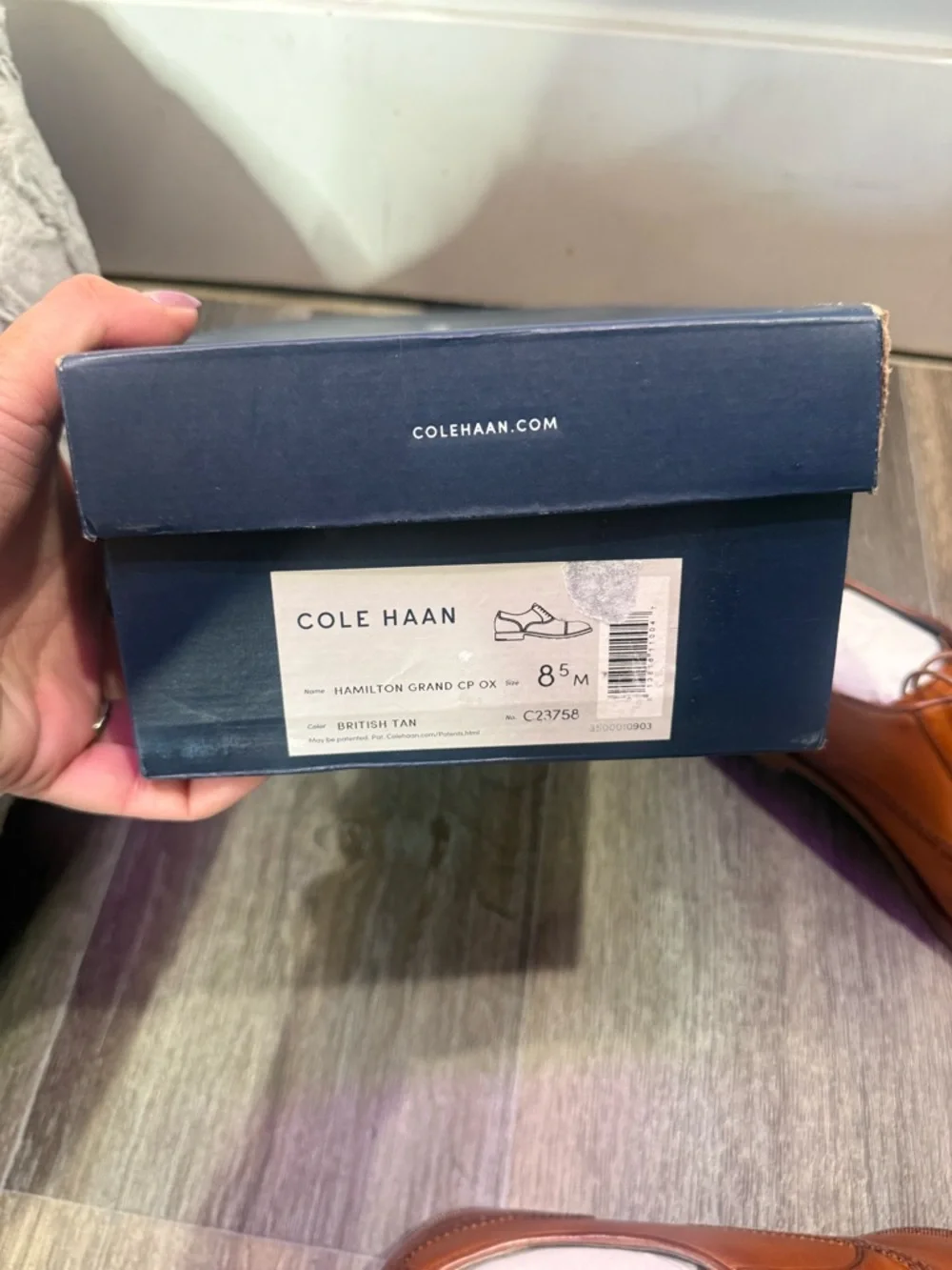 Cole haan Mens Harmon grand cap Oxford in British tan • 8.5